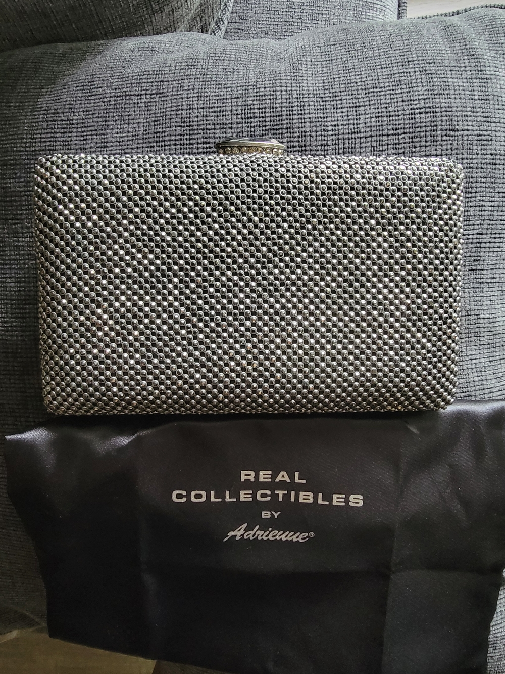 Real Collectibles By Adrienne Silver Mesh Rhinestone Evening Clutch